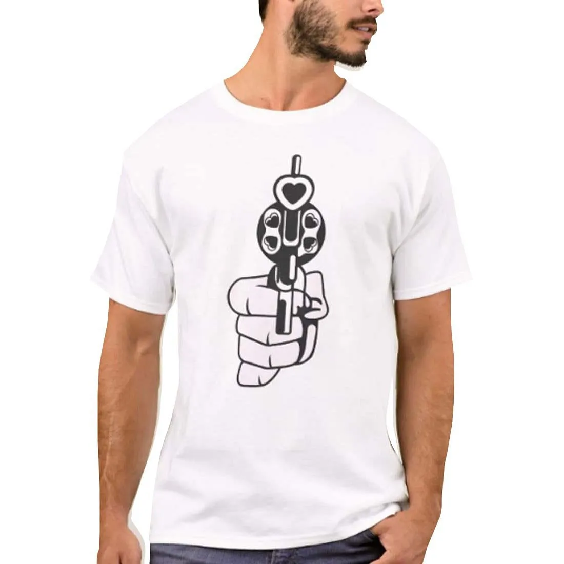 Nutcase Designer Round Neck Men's T-Shirt Wrinkle-Free Poly Cotton Tees - Gun