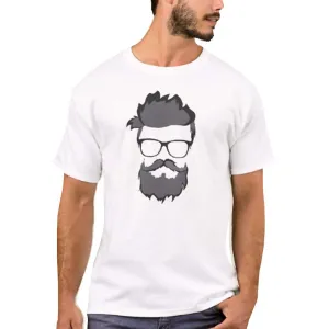 Nutcase Designer Round Neck Men's T-Shirt Wrinkle-Free Poly Cotton Tees - Hipster Man Beard Glasses