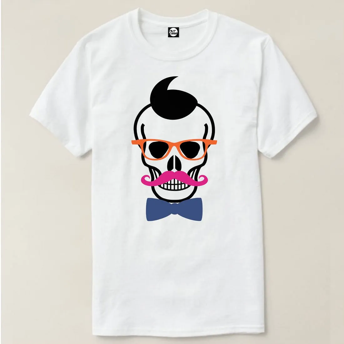 Nutcase Designer Round Neck Men's T-Shirt Wrinkle-Free Poly Cotton Tees - Hipster Skull