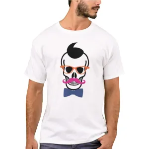 Nutcase Designer Round Neck Men's T-Shirt Wrinkle-Free Poly Cotton Tees - Hipster Skull