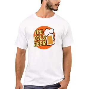 Nutcase Designer Round Neck Men's T-Shirt Wrinkle-Free Poly Cotton Tees - Ice Cold Beer