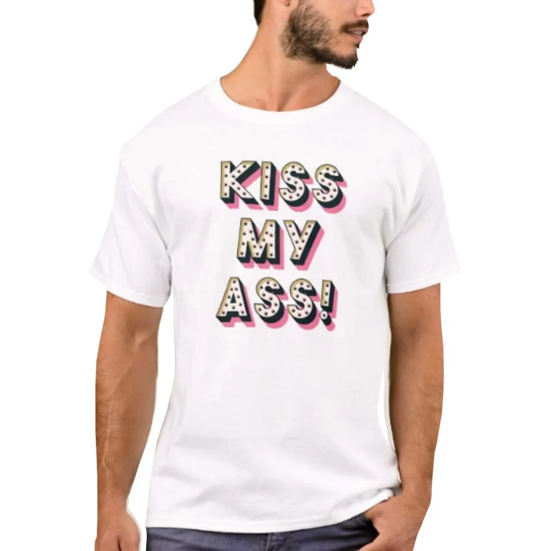 Nutcase Designer Round Neck Men's T-Shirt Wrinkle-Free Poly Cotton Tees - Kiss My Ass