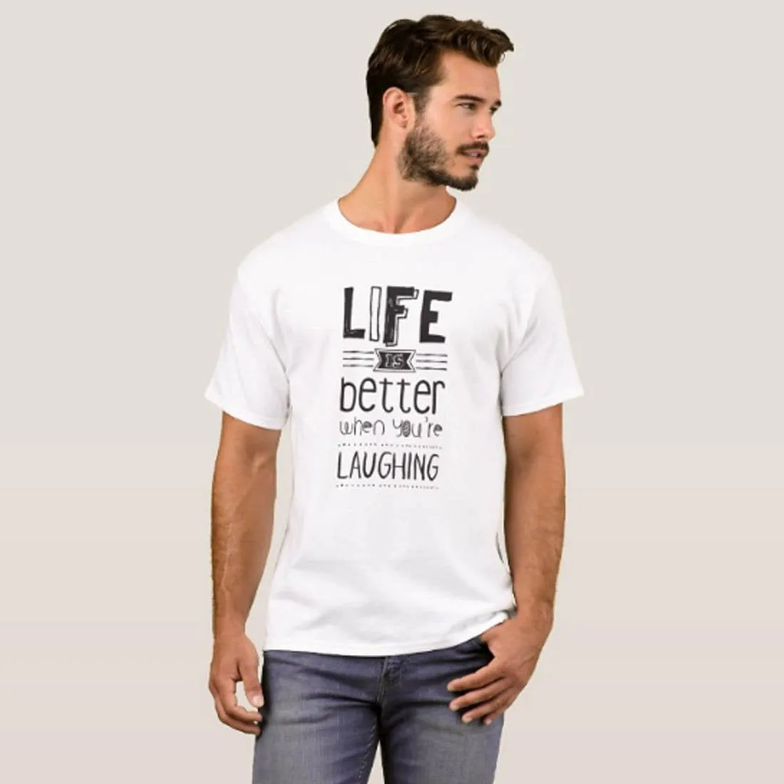 Nutcase Designer Round Neck Men's T-Shirt Wrinkle-Free Poly Cotton Tees - Life is Better