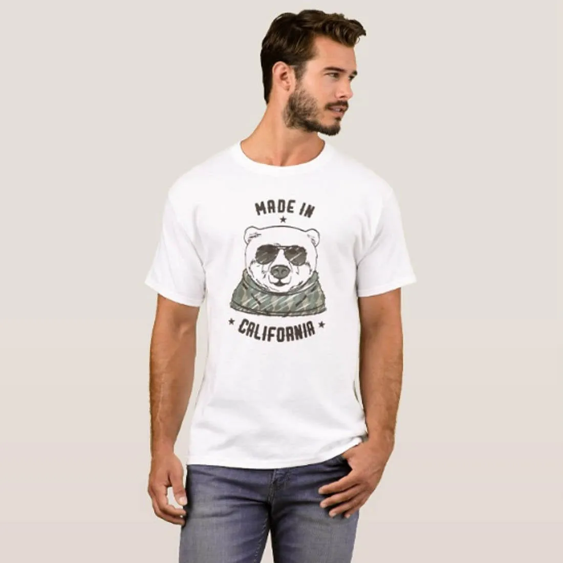 Nutcase Designer Round Neck Men's T-Shirt Wrinkle-Free Poly Cotton Tees - Made in California