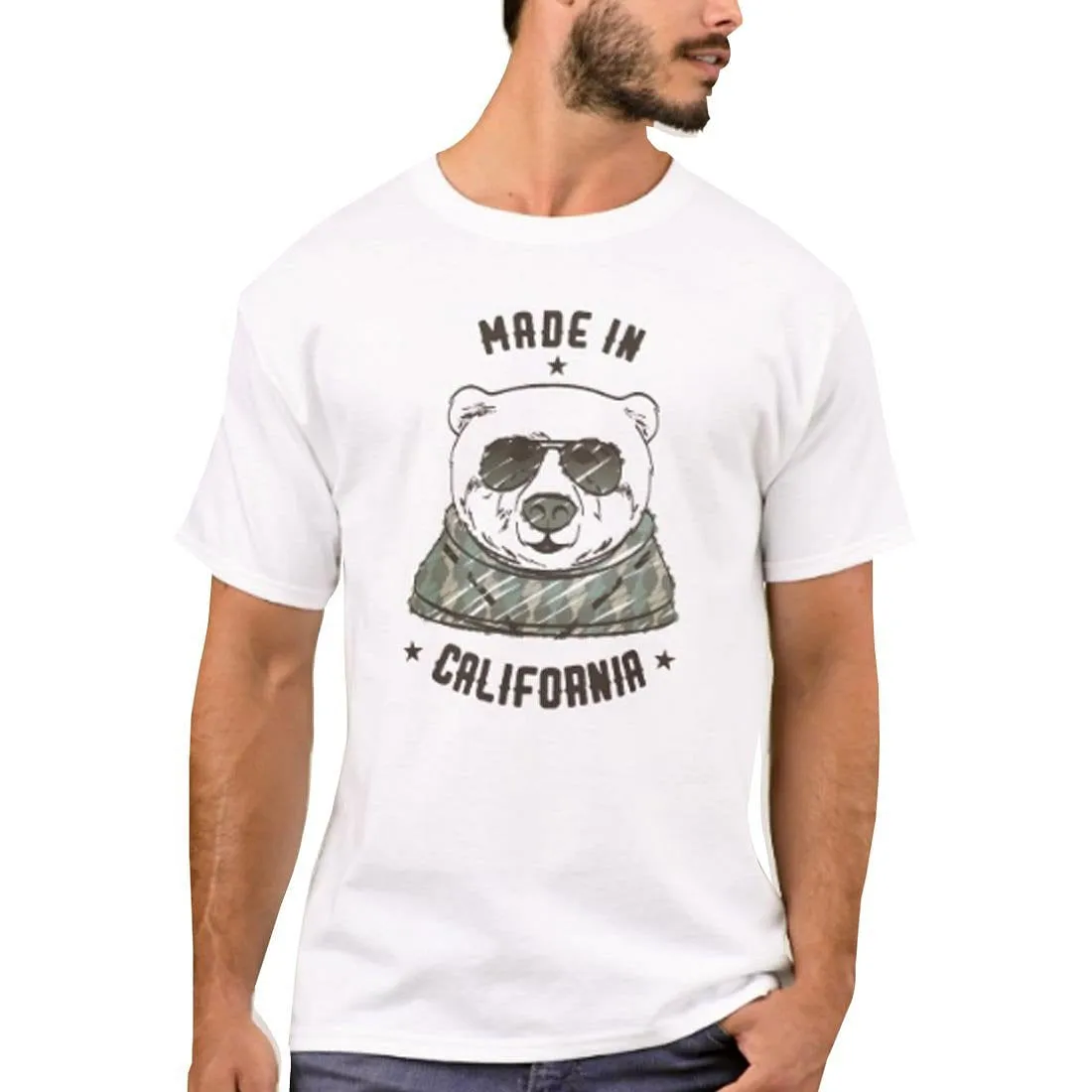 Nutcase Designer Round Neck Men's T-Shirt Wrinkle-Free Poly Cotton Tees - Made in California