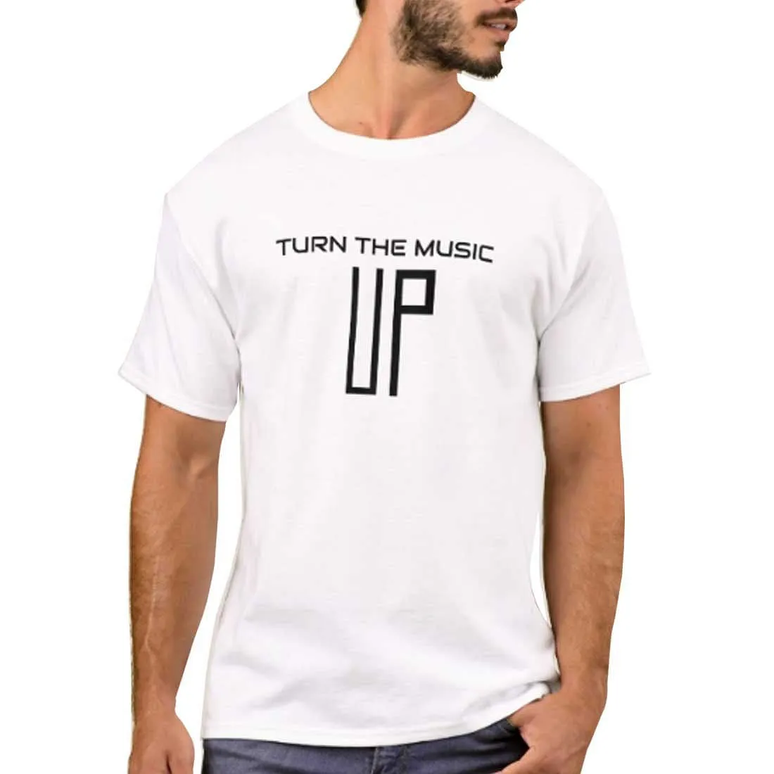 Nutcase Designer Round Neck Men's T-Shirt Wrinkle-Free Poly Cotton Tees - Music Up