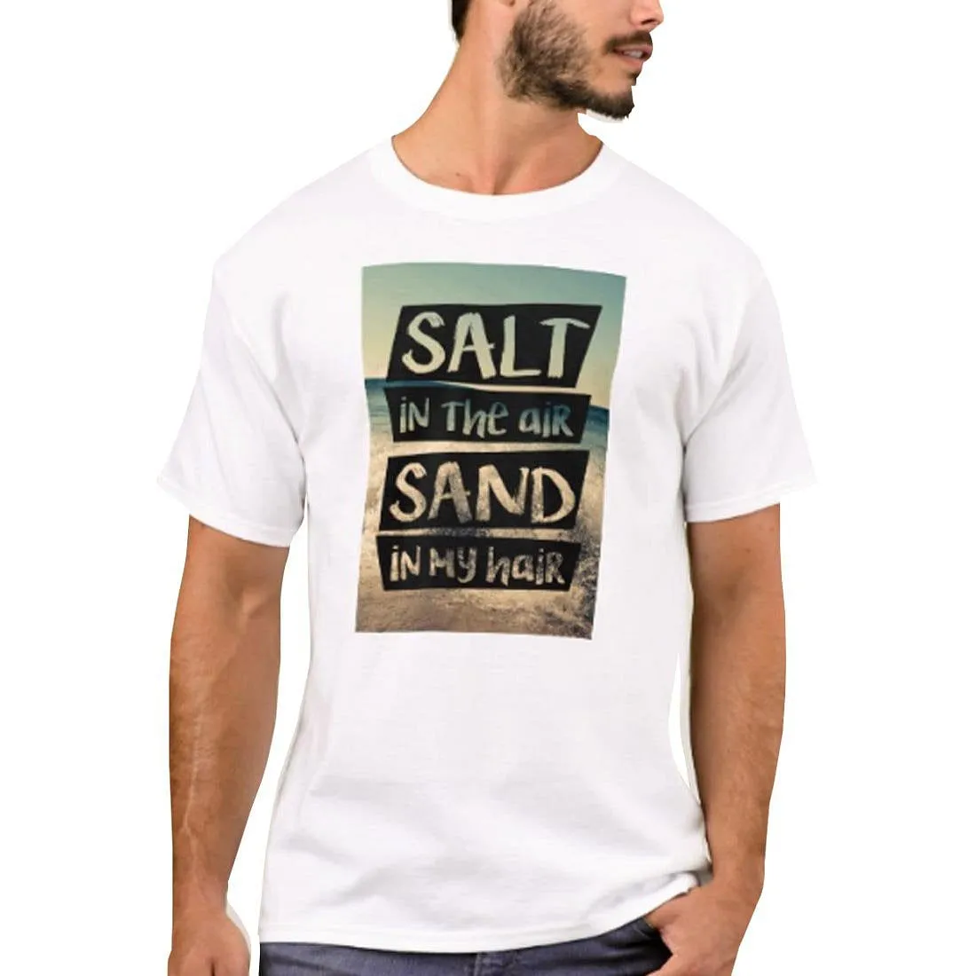 Nutcase Designer Round Neck Men's T-Shirt Wrinkle-Free Poly Cotton Tees - Salt in The Air