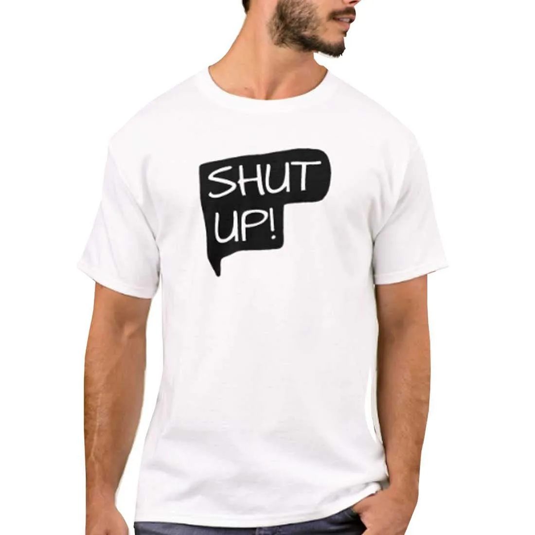 Nutcase Designer Round Neck Men's T-Shirt Wrinkle-Free Poly Cotton Tees - Shut Up