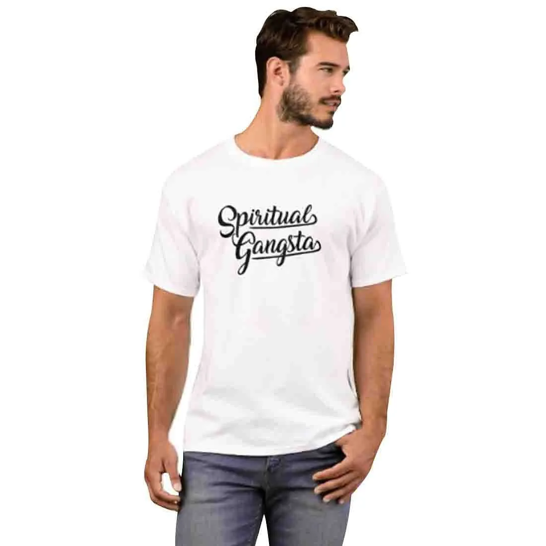 Nutcase Designer Round Neck Men's T-Shirt Wrinkle-Free Poly Cotton Tees - Spiritual Gangsta