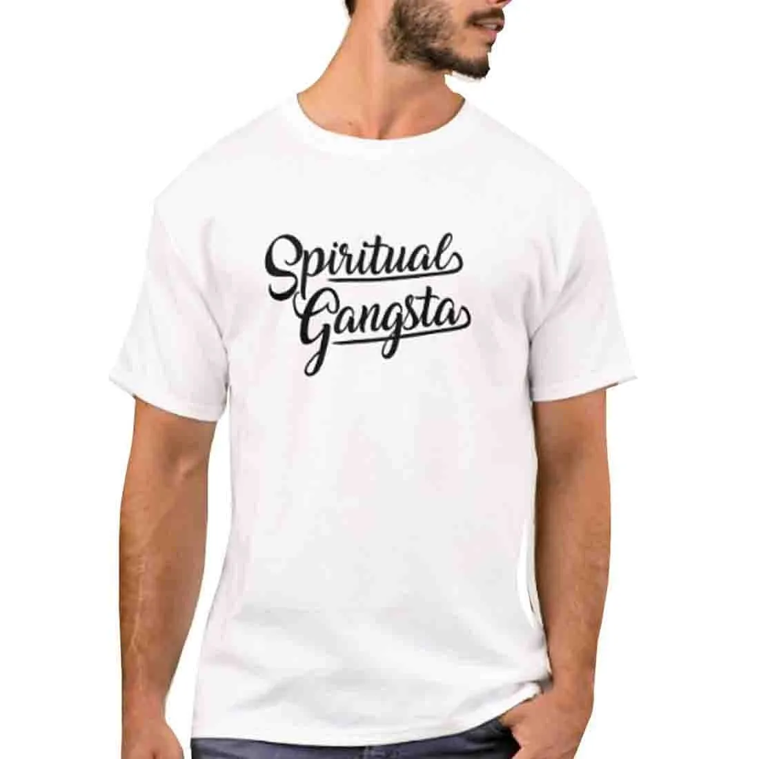 Nutcase Designer Round Neck Men's T-Shirt Wrinkle-Free Poly Cotton Tees - Spiritual Gangsta