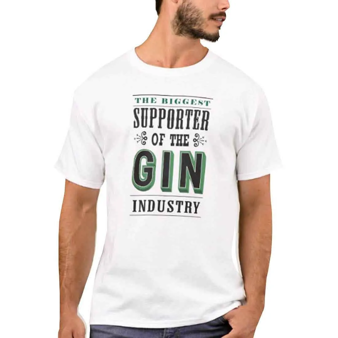 Nutcase Designer Round Neck Men's T-Shirt Wrinkle-Free Poly Cotton Tees - Supporter of The Gin