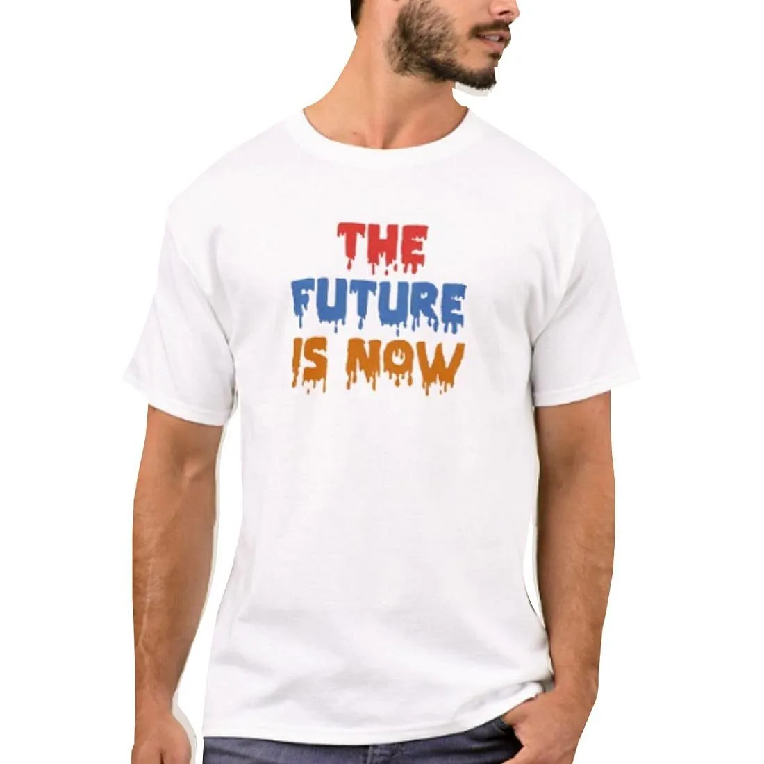 Nutcase Designer Round Neck Men's T-Shirt Wrinkle-Free Poly Cotton Tees - The Future is Now