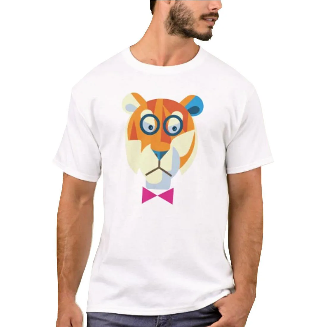 Nutcase Designer Round Neck Men's T-Shirt Wrinkle-Free Poly Cotton Tees - Tiger Hipster