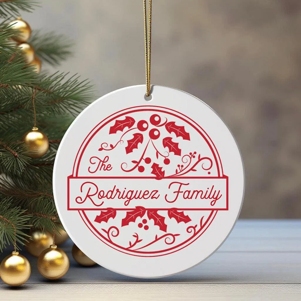 Personalized Holly Christmas Ornament