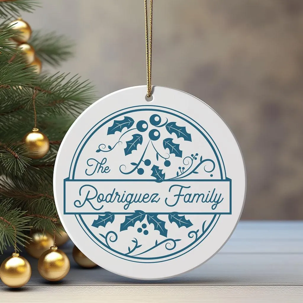 Personalized Holly Christmas Ornament