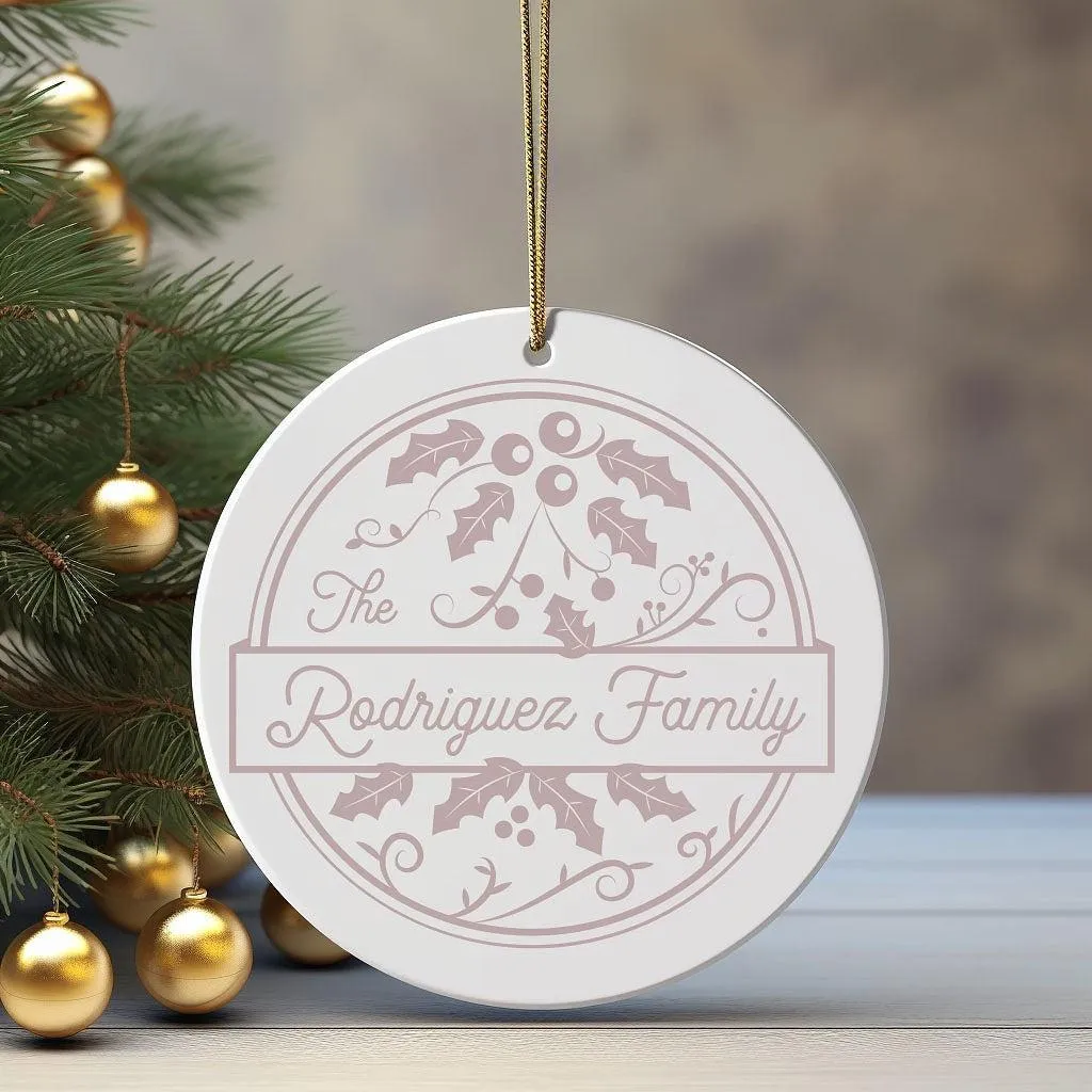 Personalized Holly Christmas Ornament