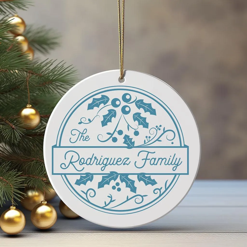 Personalized Holly Christmas Ornament