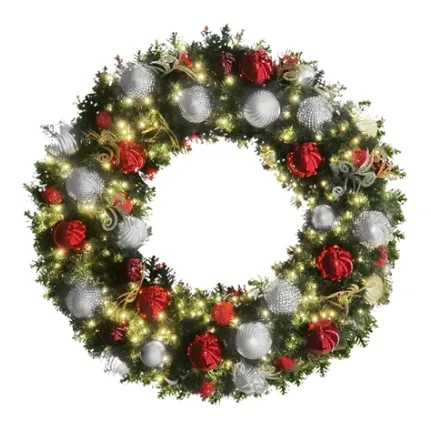 Pre-Decorated Wreaths With Warm White Lights