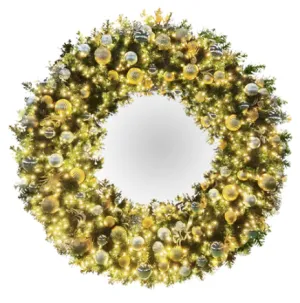 Pre-Decorated Wreaths With Warm White Lights