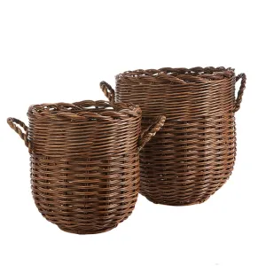 Raz Imports 2023 Manor House 17.5" Handled Baskets, Set of 2