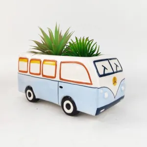 Retro Blue Kombi Van Planter