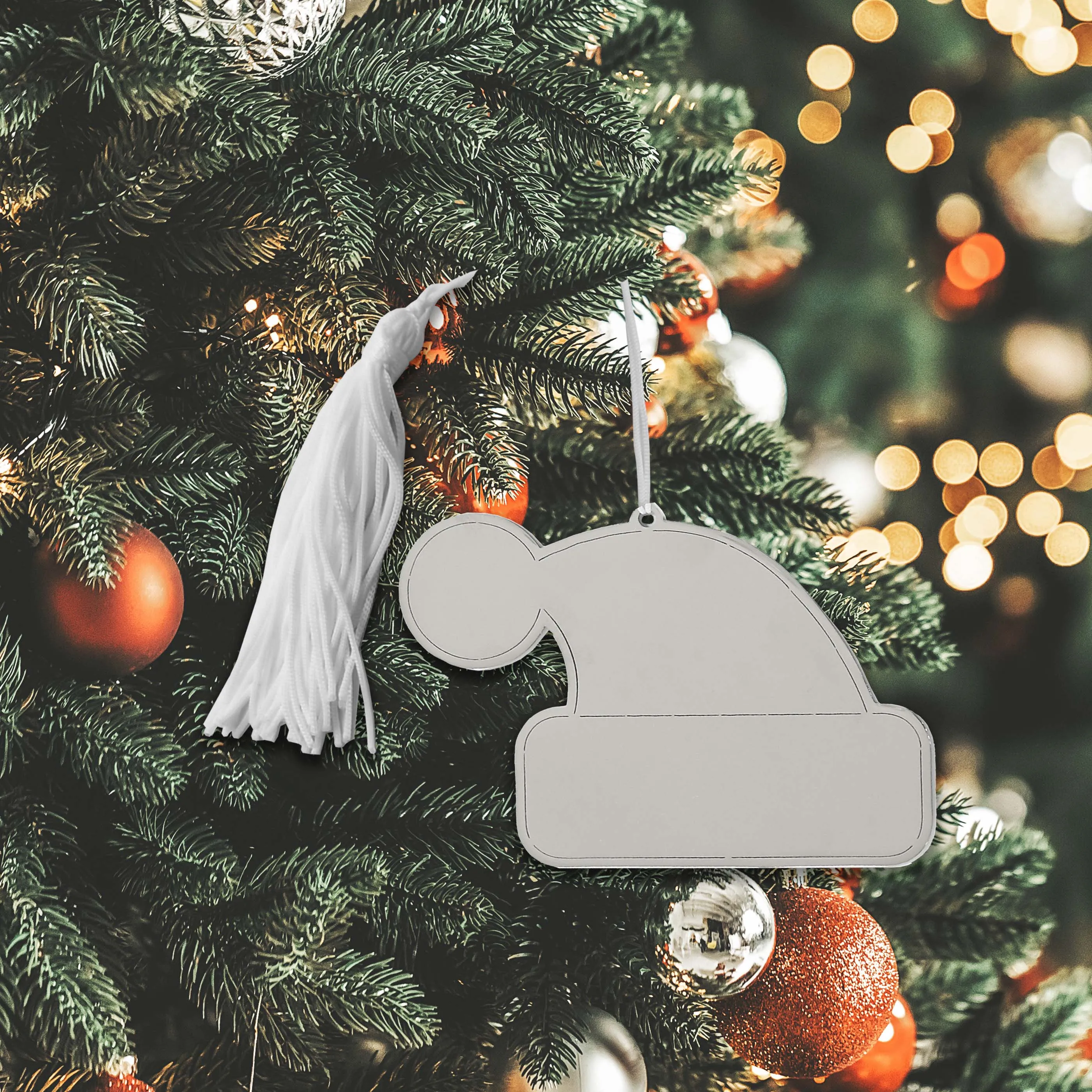 Santa Hat Ornament w/White Tassel