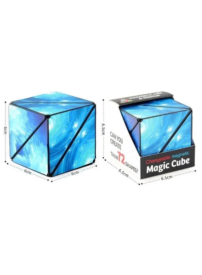 Shape Shifting Box, Fidget Cube with 36 Rare Earth Magnets - Extraordinary 3D Magic Cube – Cube Magnet Fidget Toy Transforms Into Over 70 Shapes, Blue