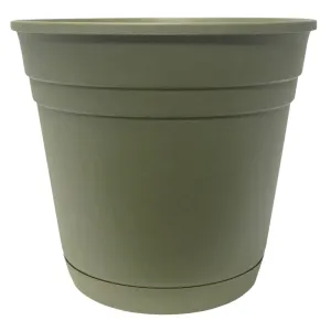 Southern Patio RN0612OG Planter with Saucer, 6 in Dia, Round, Poly Resin, Olive Green, Matte :EA: QUANTITY: 12