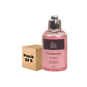 The Bath Store Pomegranate Face Wash - Gentle Exfoliation | Deep Cleansing - 100ml (Pack of 5)