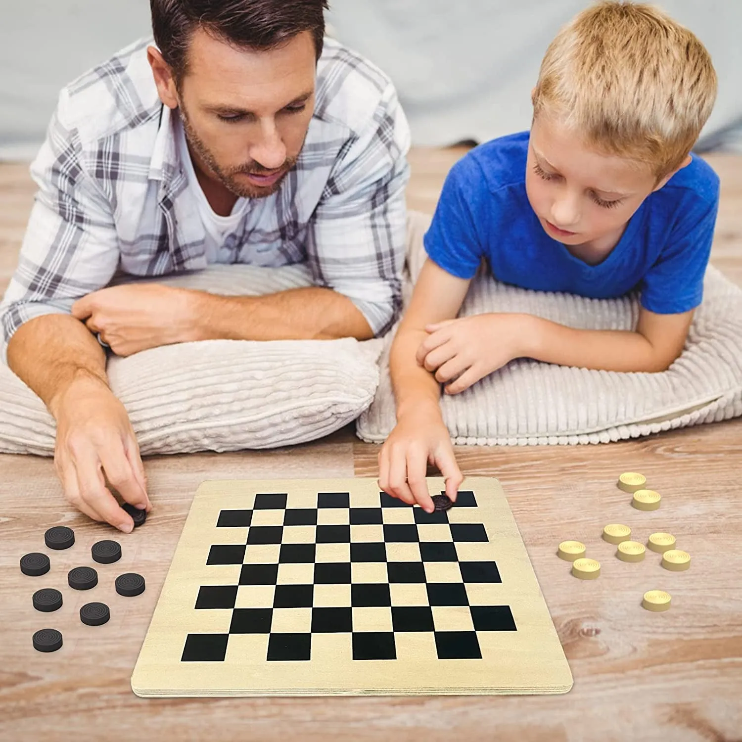 Wooden Geoboard with Othello Board Game - Educational Montessori Toys Wooden Geoboards with Rubber Bands and Pattern Cards, Math Manipulative Material STEM Puzzle Brain Teaser Gift for Kid